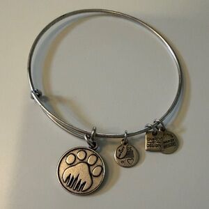 Alex and Ani Silver Paw Print Charm Bracelet
